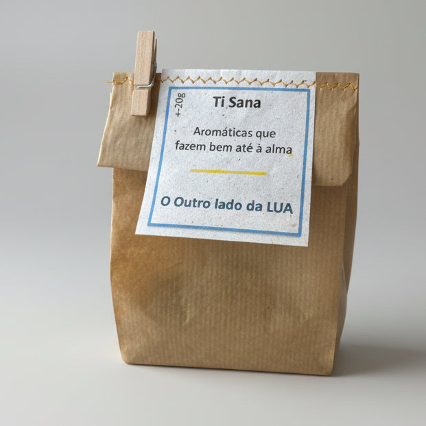 Infusão artesanal O Outro Lado da Lua Ti Sana em embalagem ecológica portuguesa"