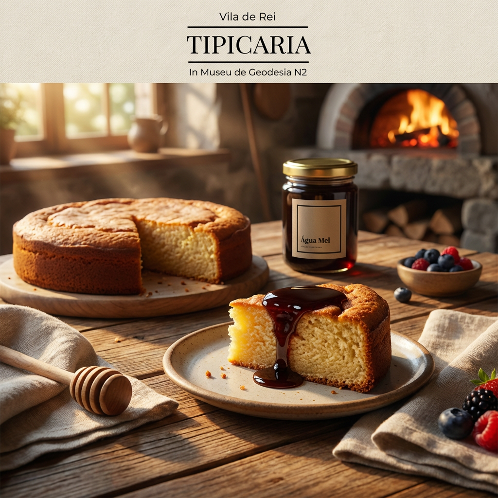 mesa com bolo caseiro regado com água mel - tradicional português 