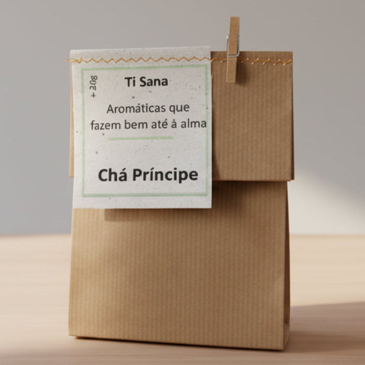 Chá Príncipe artesanal Ti Sana em embalagem sustentável portuguesa
