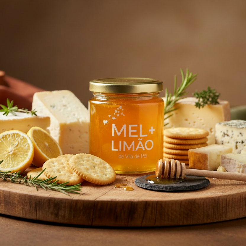 abra de queijos com bolachas e mel + limão 