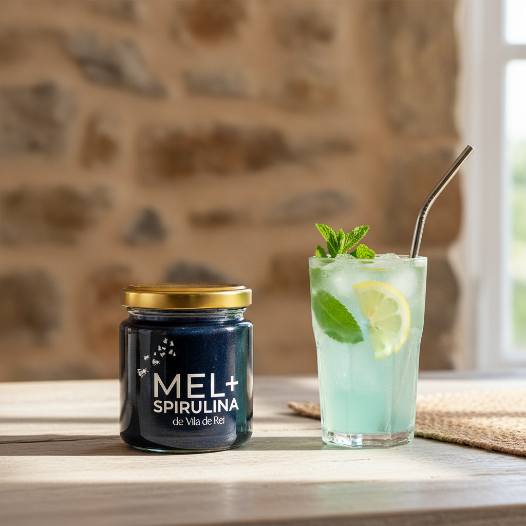 Mel spirulina com refresco de limão e hortelã